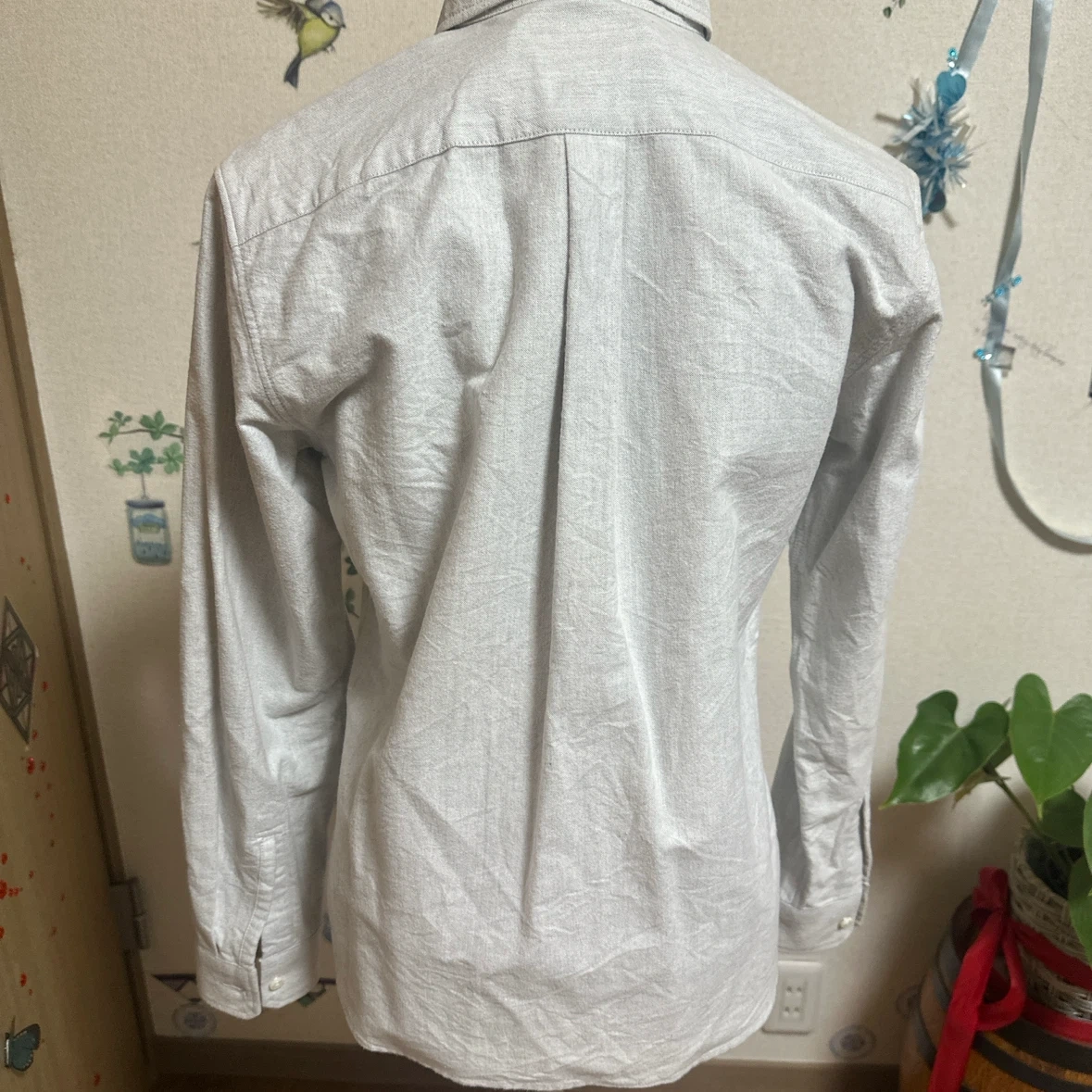 レトロピクス コットン長袖シャツ グレーの写真4枚目