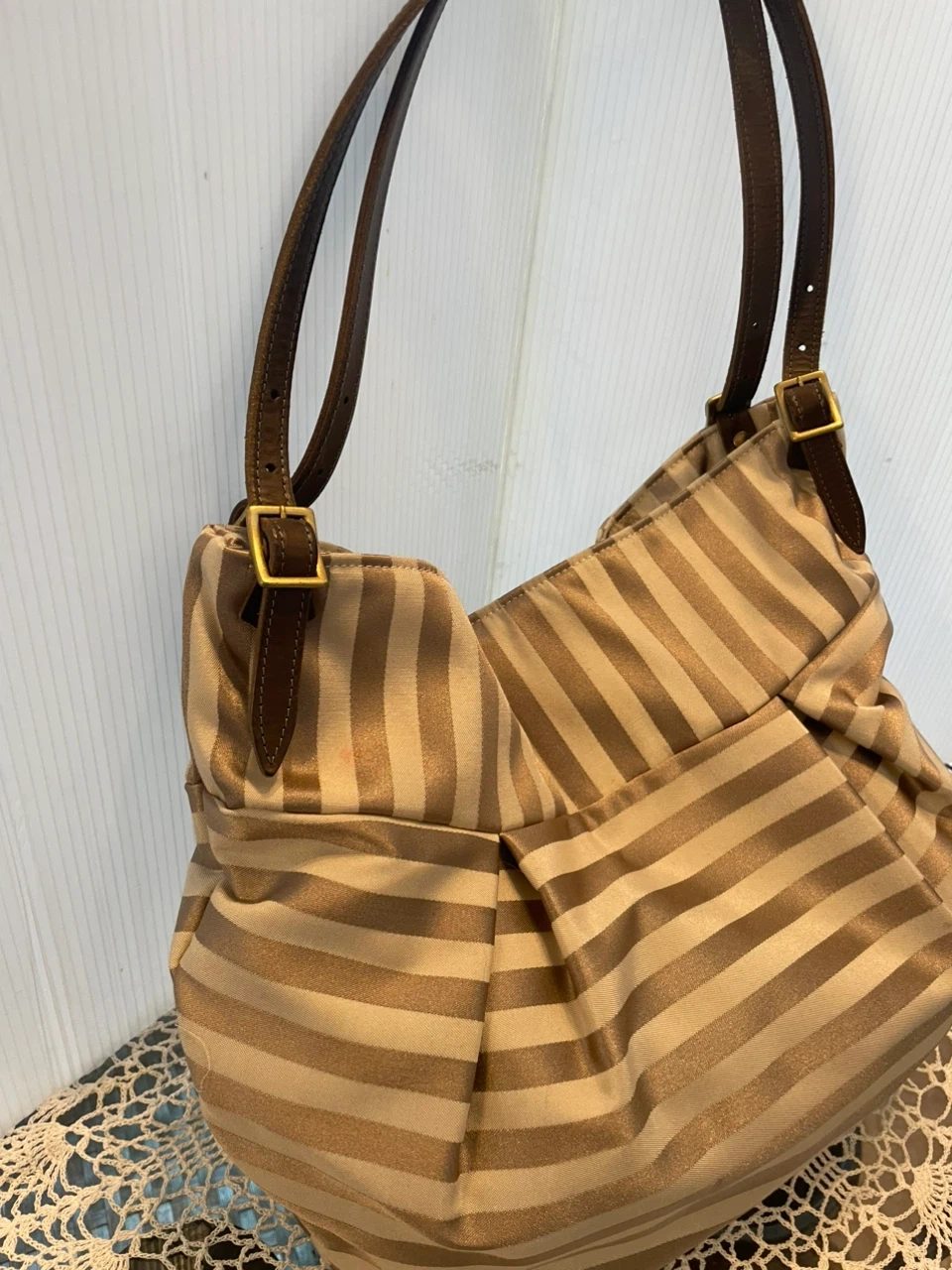 T.A.design ストライプ柄 ハンドバッグの写真3枚目