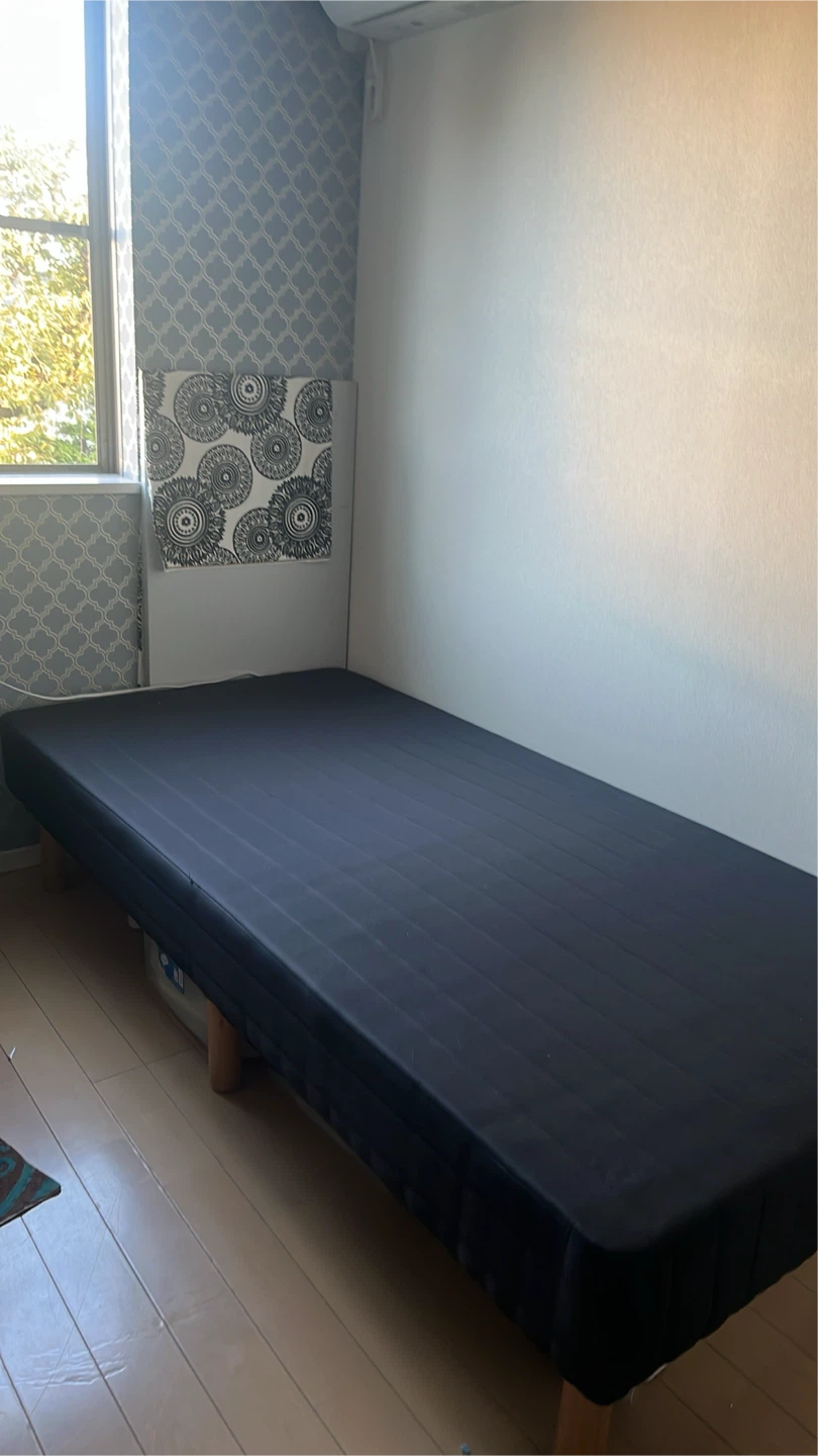 シングル 脚付きマットレスベッド ネイビー