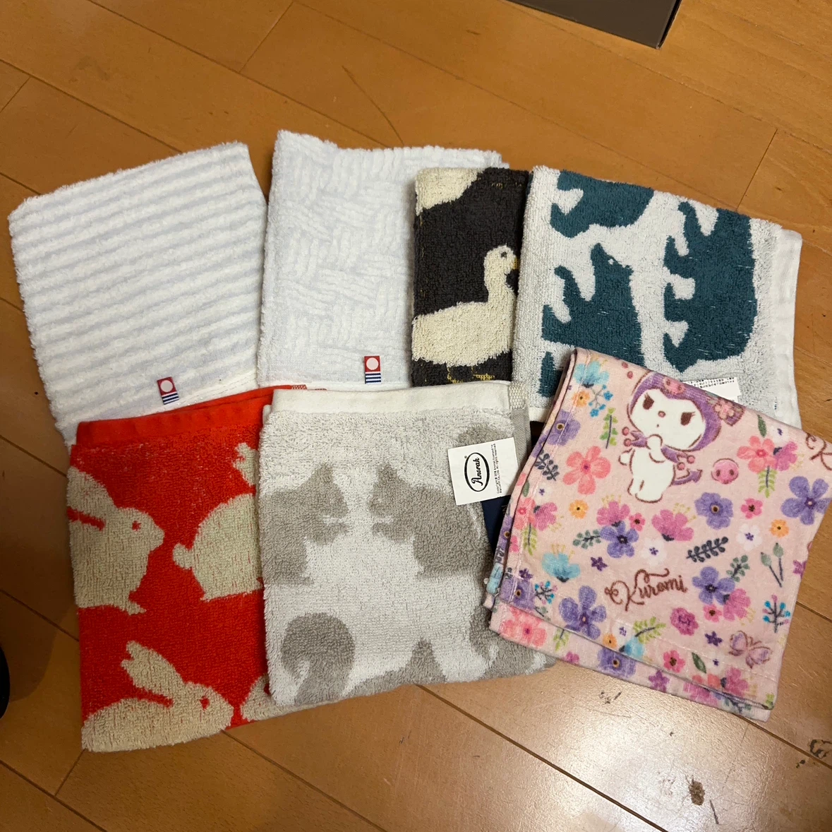 ハンドタオル 7枚セット　今治　動物柄　クロミなど