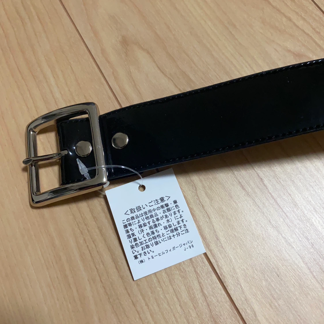 トミーヒルフィガー エナメルベルト 黒 Mサイズ