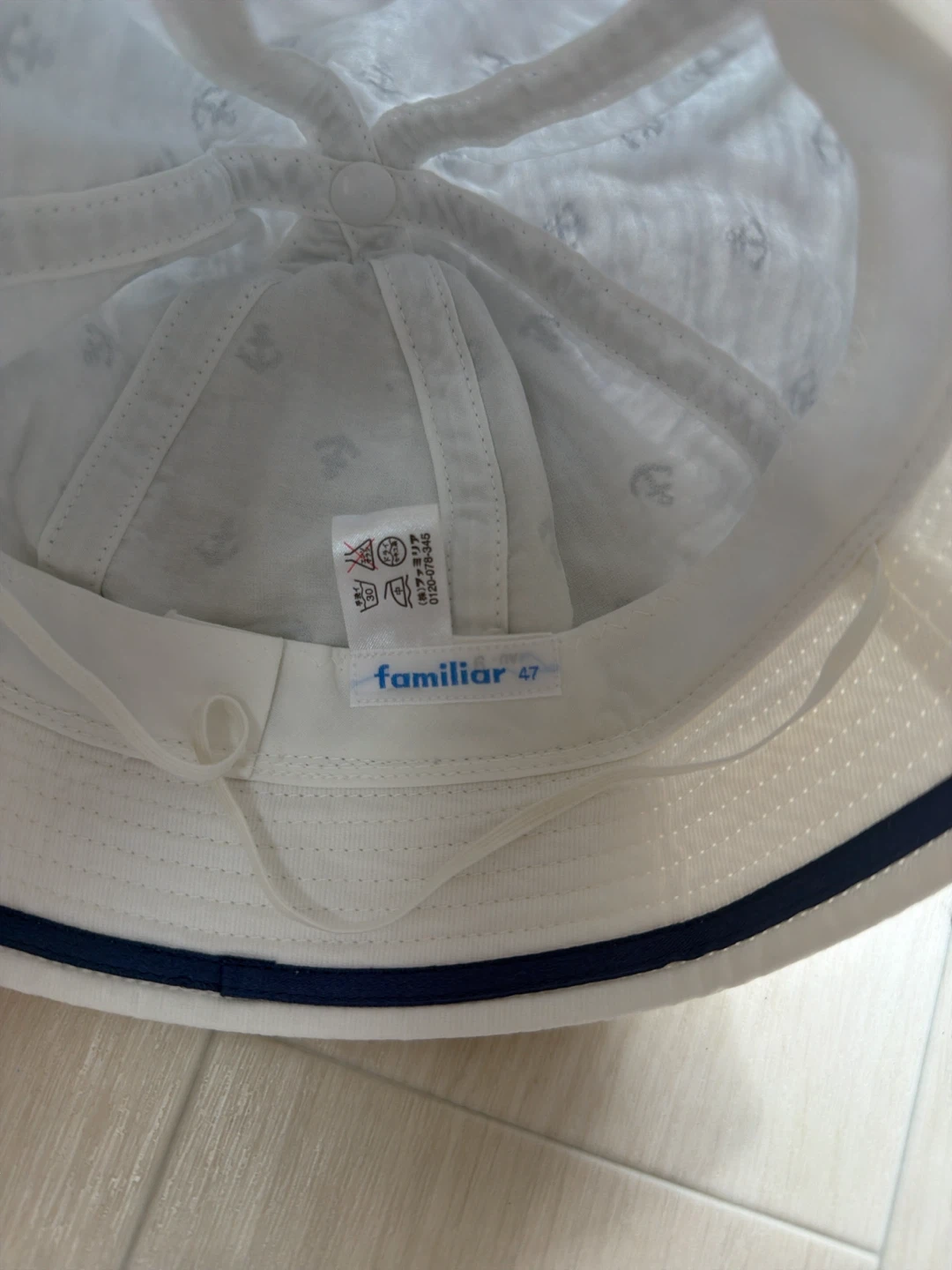 美品☆ファミリア 帽子 47cm マリン柄の写真5枚目