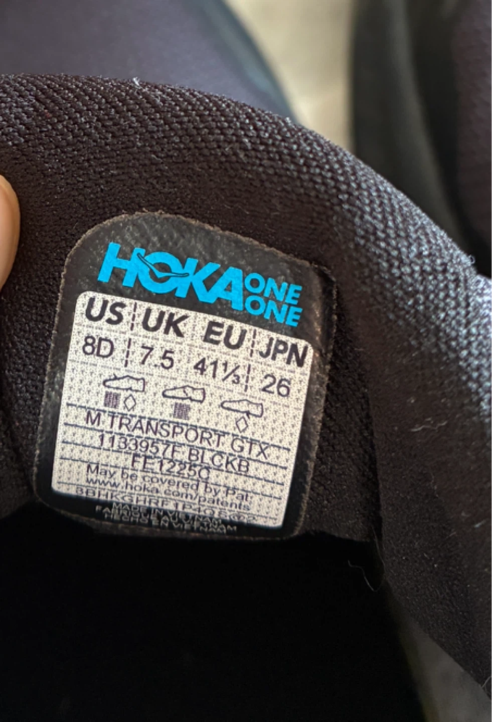 HOKA ONE ONE TRANSPORT GTX 26.0cm オールブラックの写真4枚目