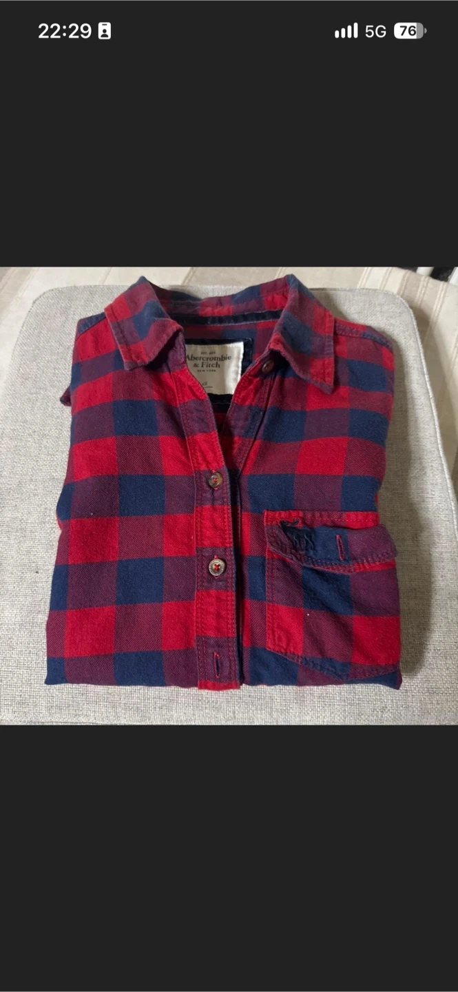 アバクロンビー&フィッチ チェックシャツ 赤×紺 XS