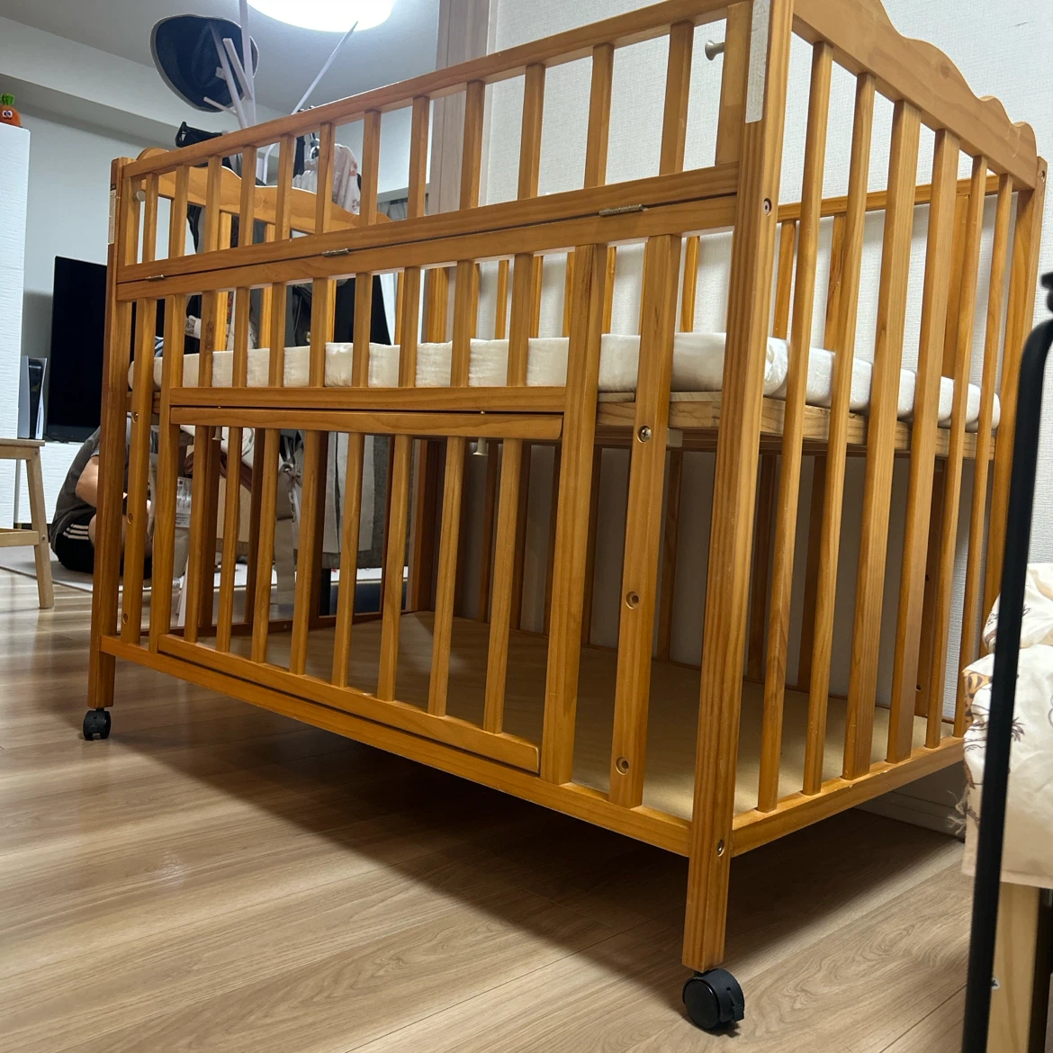 大和屋 yamatoya リアンベビーベッド　マットレス付きの写真2枚目