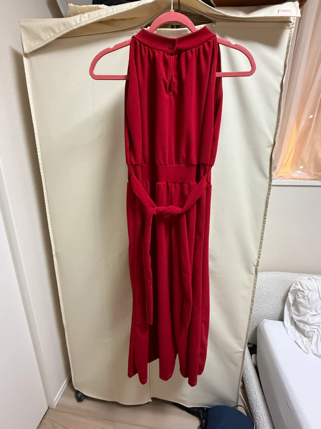 ハイネック マキシ丈ワンピース レッドの写真5枚目