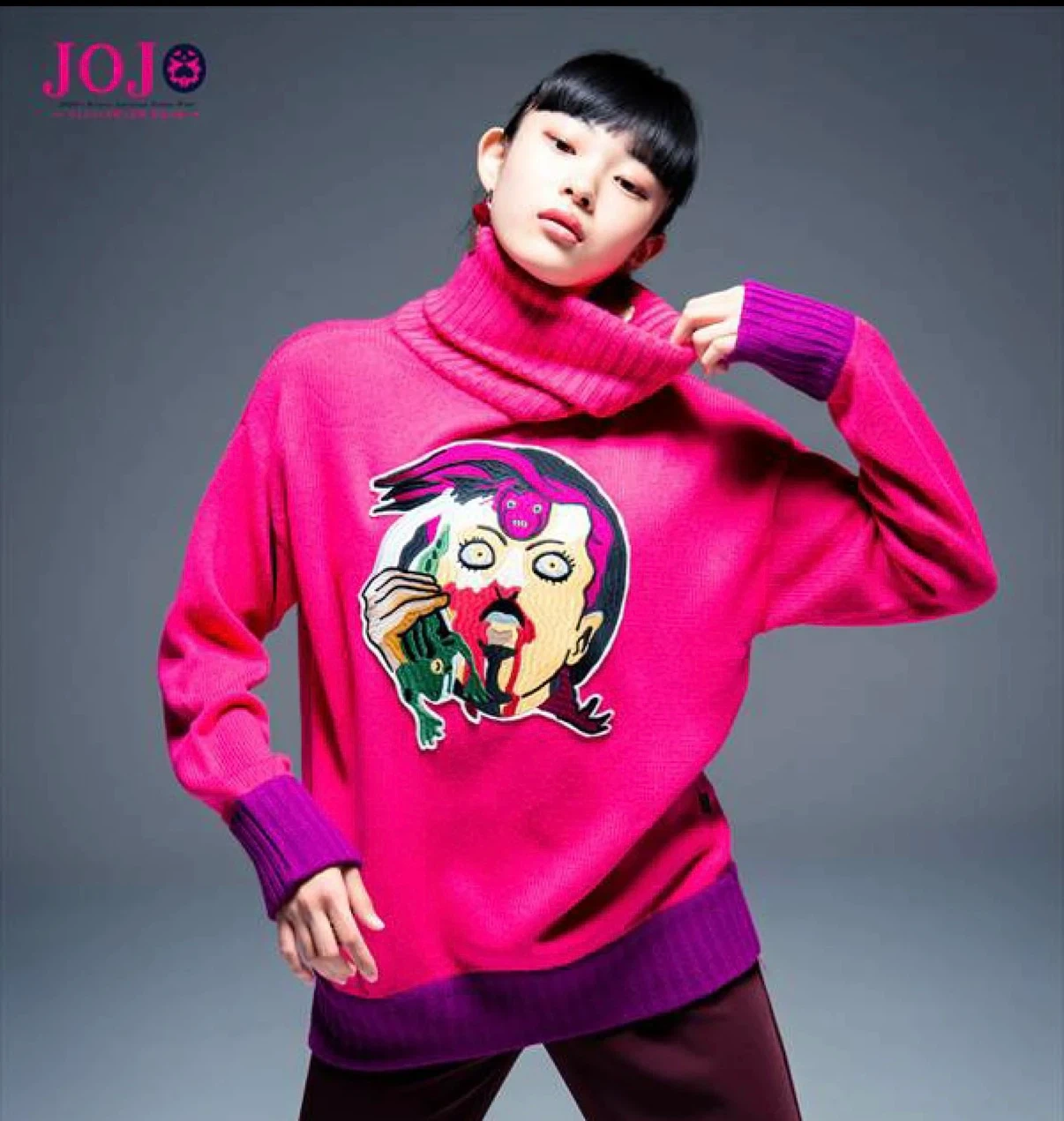 新品未使用 glamb グラム ドッピオ タートル ニット ジョジョの奇妙な冒険 コラボ ピンク jojo Knitの写真2枚目