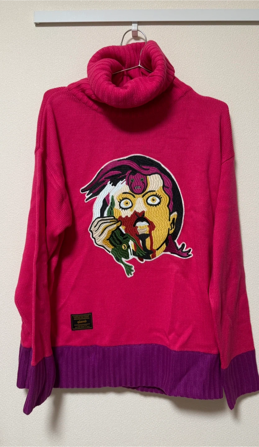 新品未使用 glamb グラム ドッピオ タートル ニット ジョジョの奇妙な冒険 コラボ ピンク jojo Knitの写真3枚目