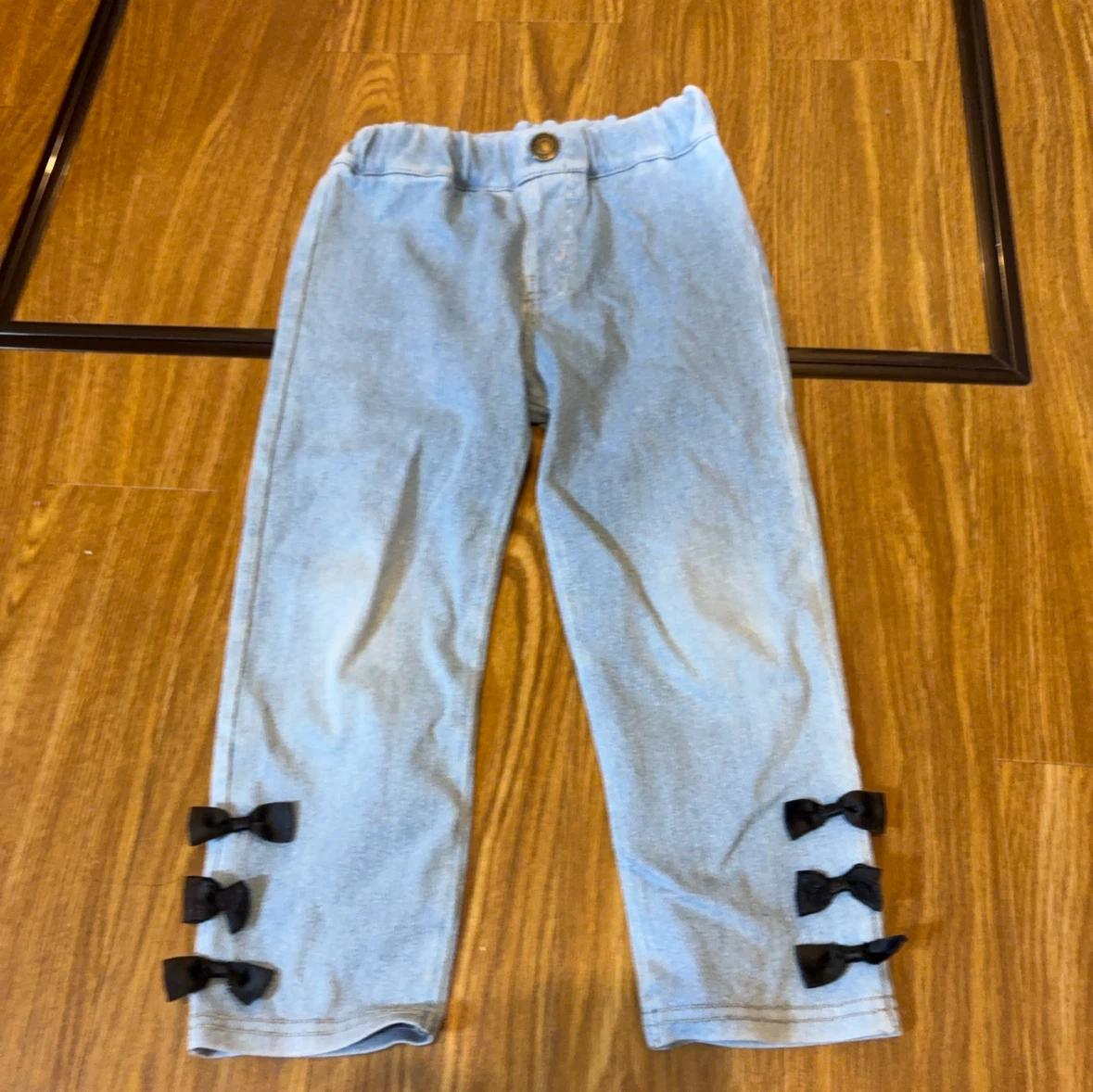 キッズ デニムパンツ リボン付き