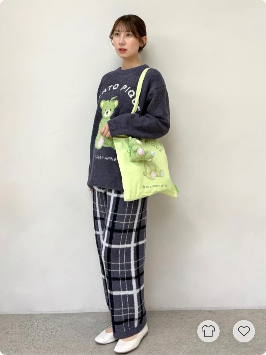 【Mrs. GREEN APPLE】【ユニセックス】パウダージャガードプルオーバー&ベビモコチェックロングパンツセット ⑤の写真2枚目