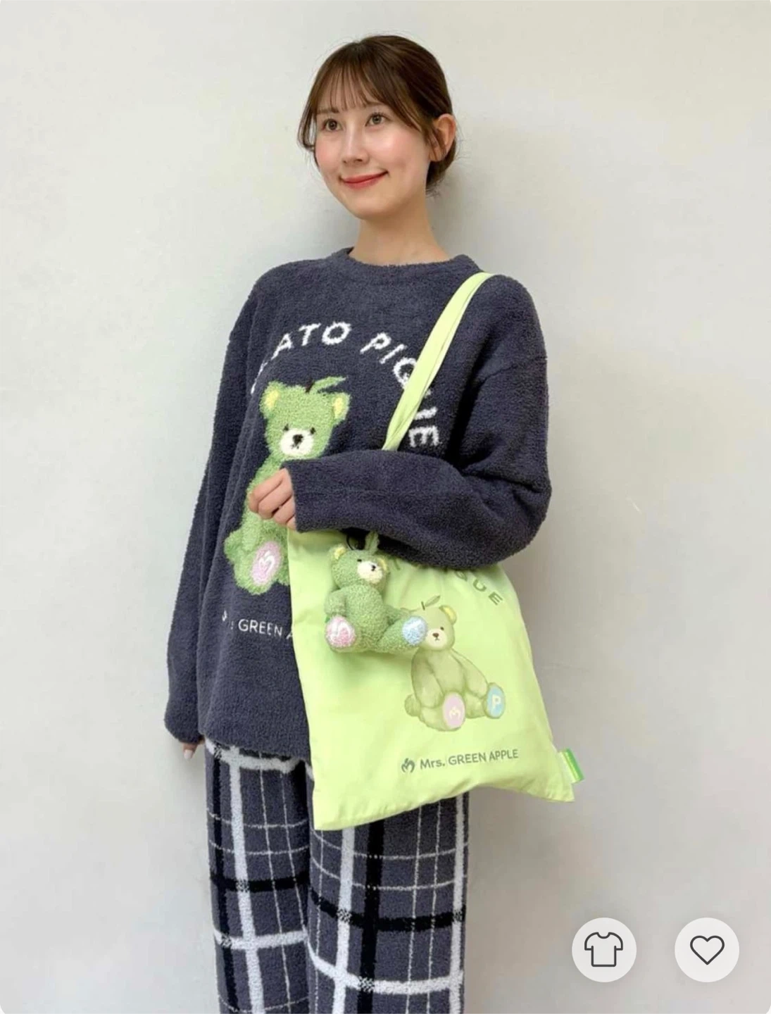 【Mrs. GREEN APPLE】【ユニセックス】パウダージャガードプルオーバー&ベビモコチェックロングパンツセット ⑤の写真3枚目