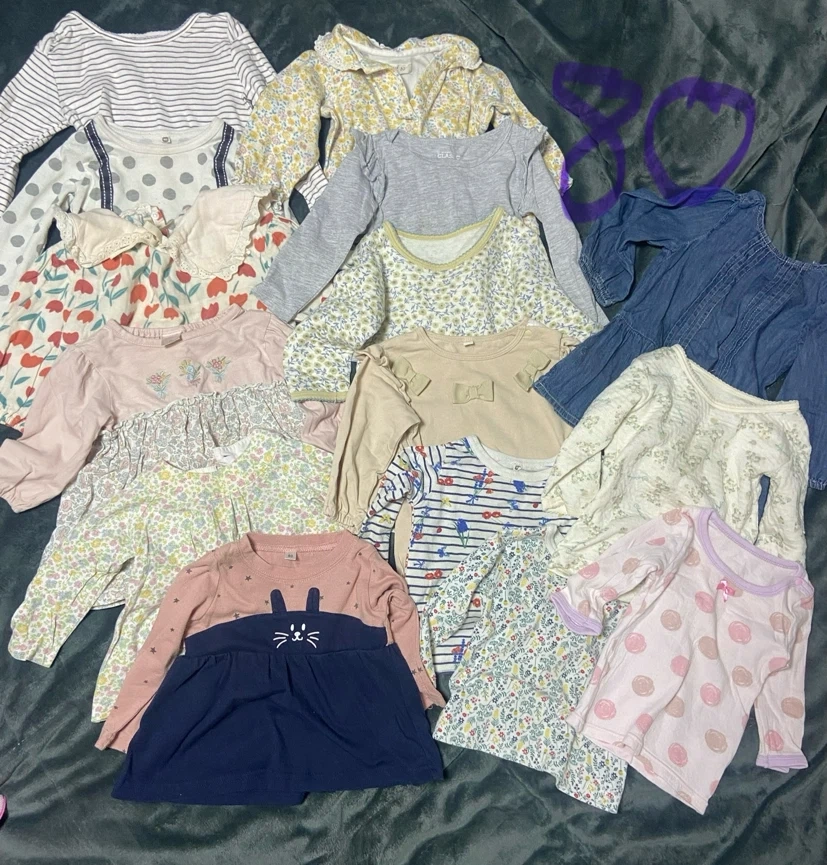 女の子用 長袖トップスまとめ売り 80cm