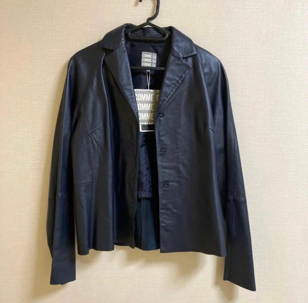 コムサ 羊革 レザージャケット 黒 9号