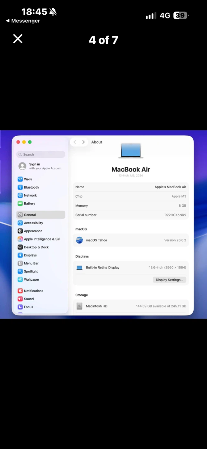 MacBook Air M3 13インチ 256GBの写真3枚目