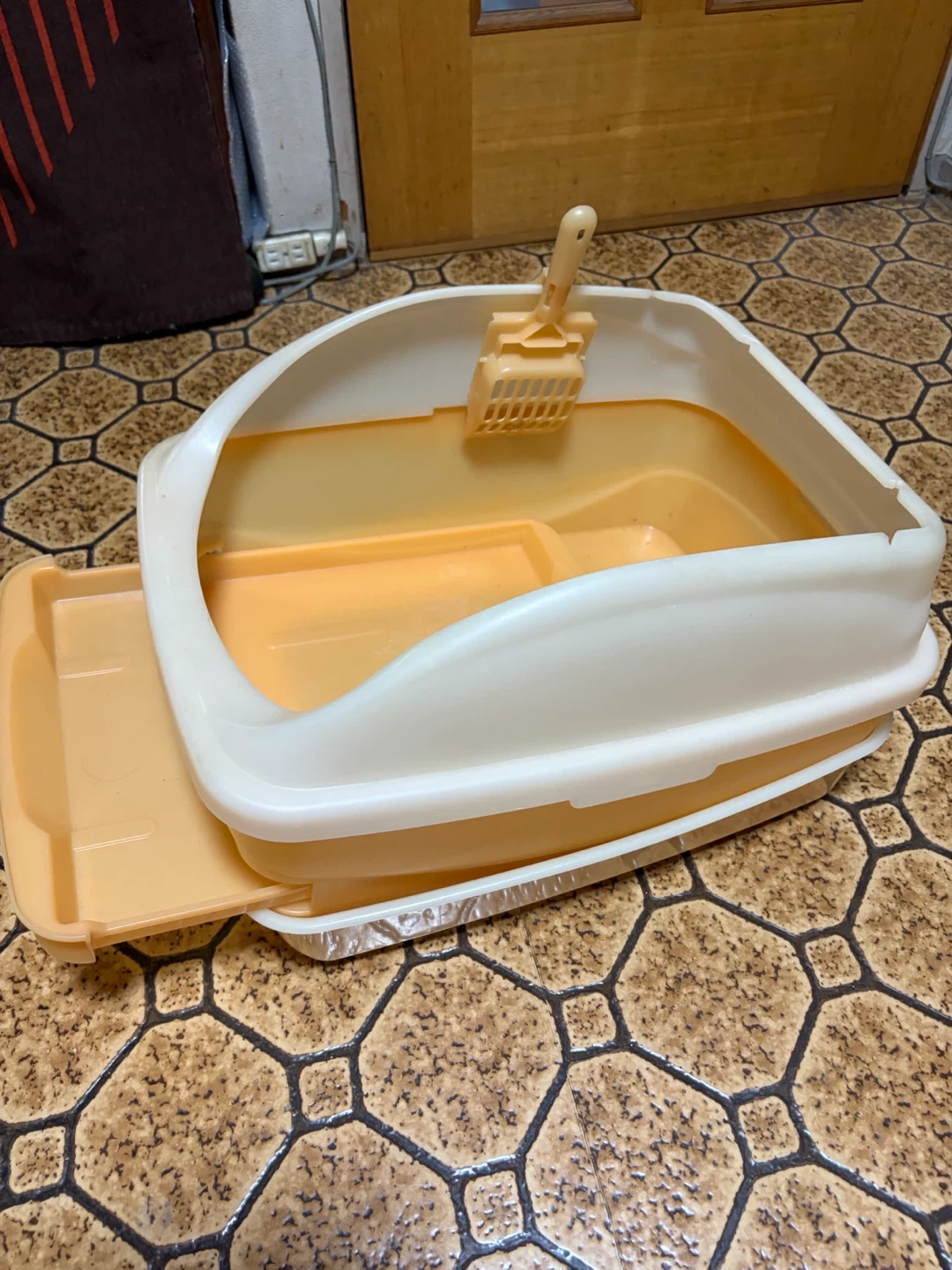 猫用トイレ 引き出し付き オレンジ