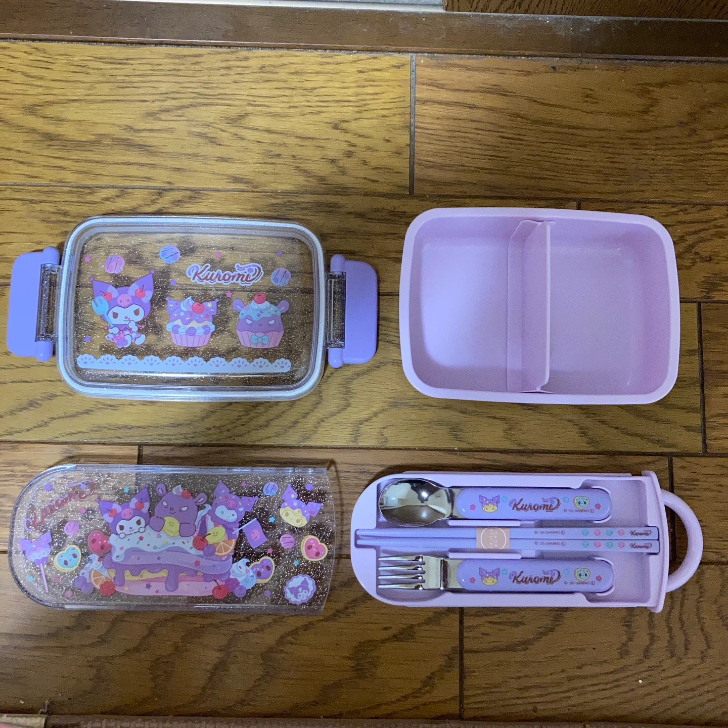 ふわっとタイト お弁当箱 450mlクロミ スプーン フォーク 箸 3点セットの写真2枚目