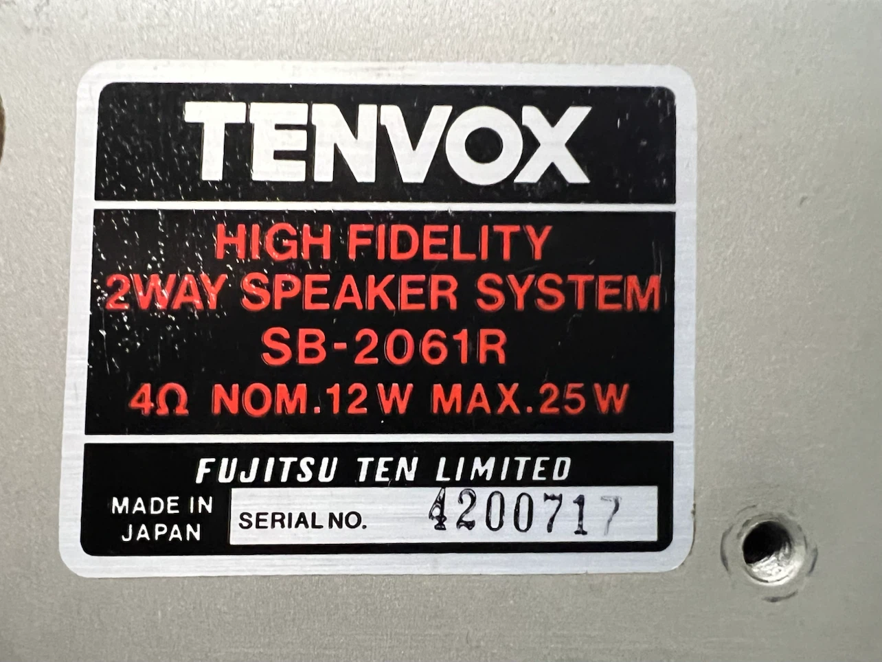 車スピーカーTENVOX」シリーズ旧車（ヴィンテージ・カー）向の写真6枚目