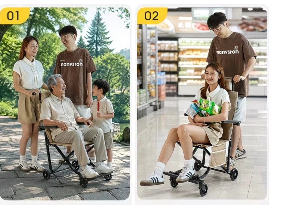 新品送料無料折りたたみ式 軽量介助用車椅子 簡易型 介護用の写真5枚目