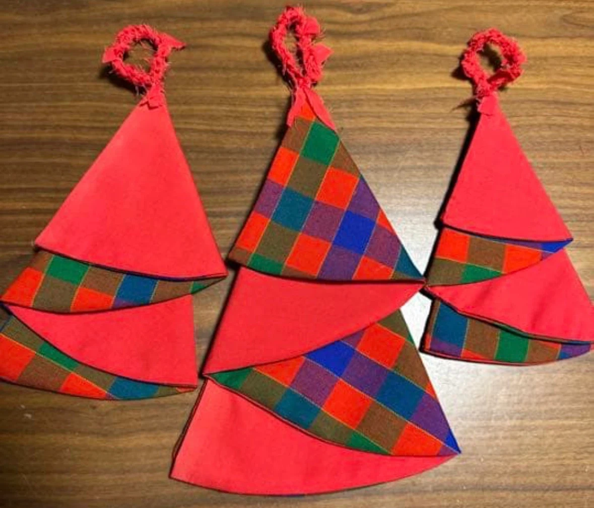 クリスマスツリー型オーナメント 3個セット ハンドメイド