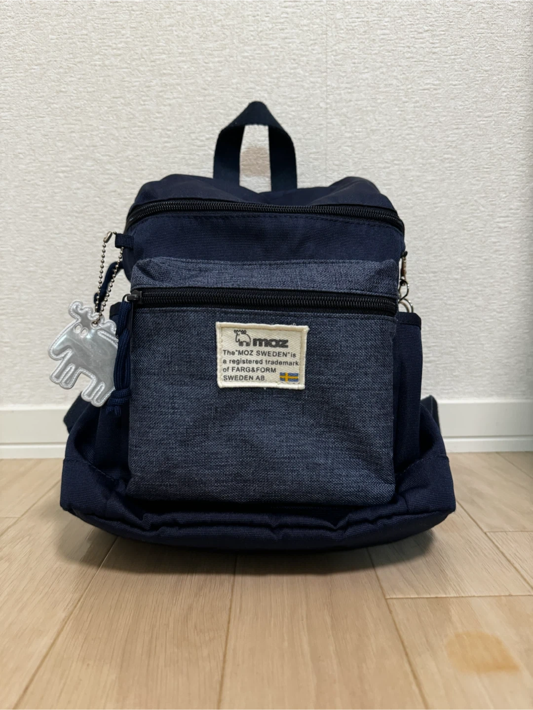 moz モズ ミニリュック ネイビー コンパクト 美品 ファスナー引き手難あり