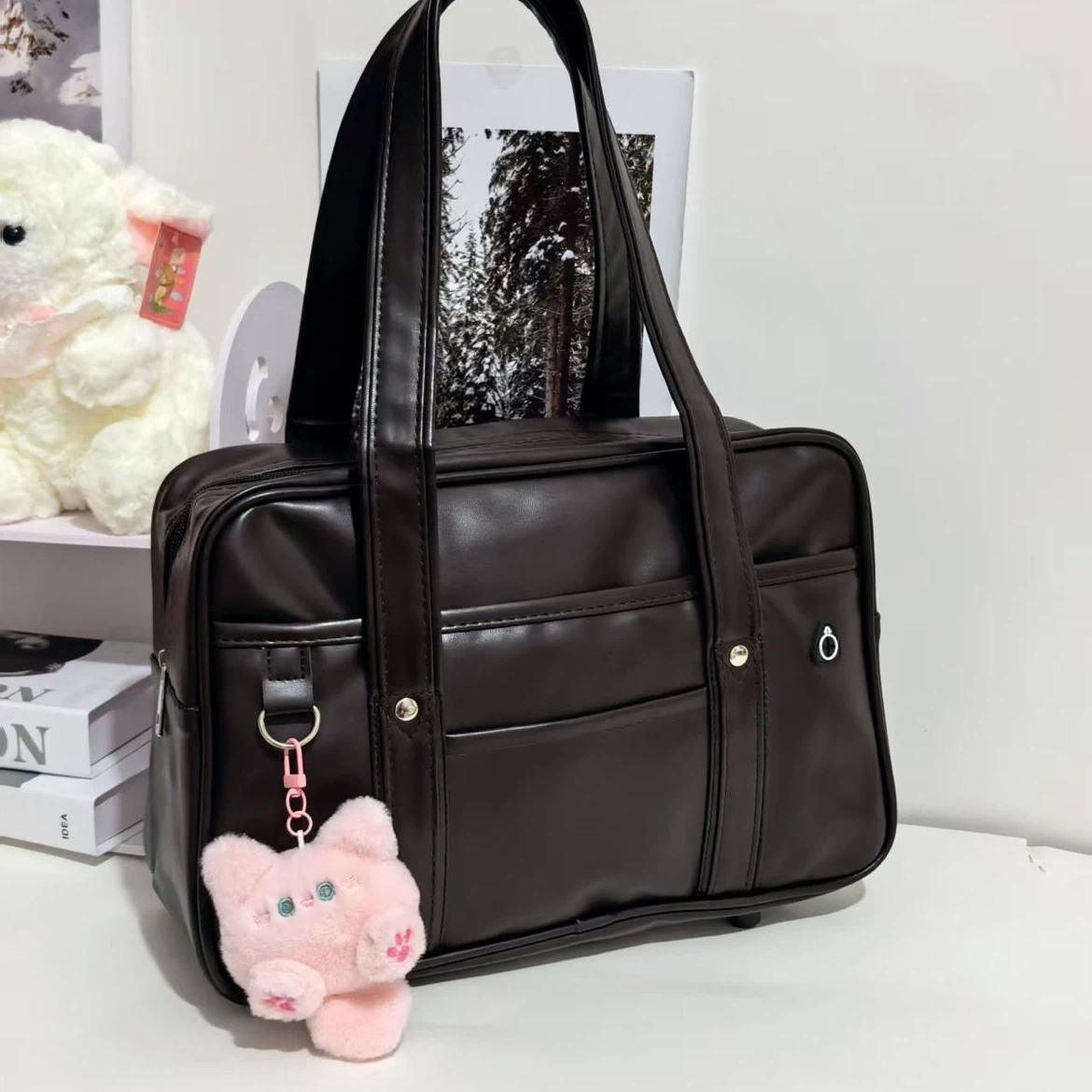 新品スクールバッグ ブラウン 通学鞄