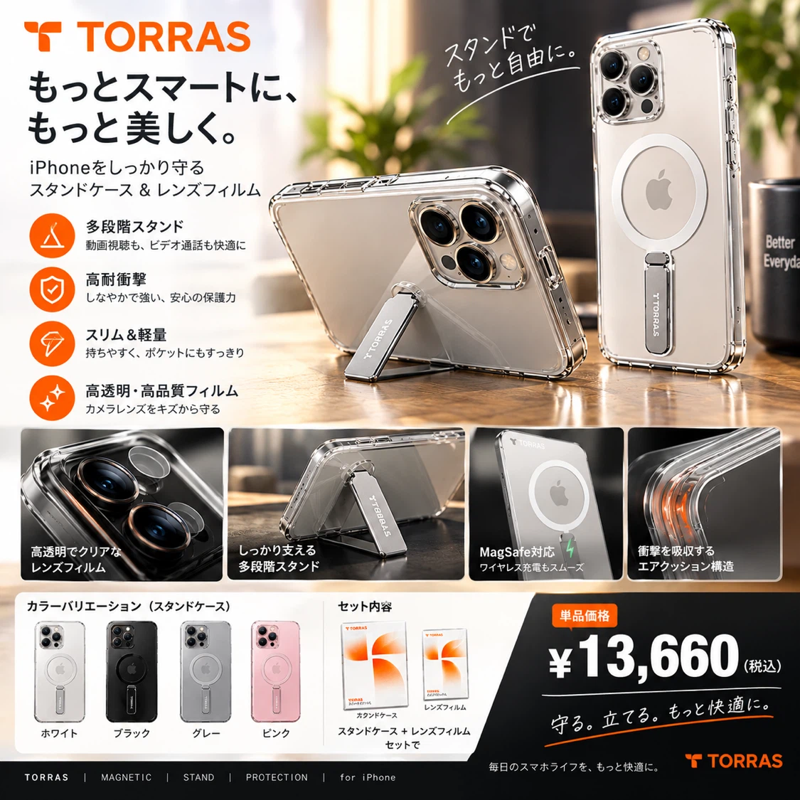 即納　サービス付き　iPhone 18 promax完全未開封の本体　＊専用高級スマホアクセサリー 5点セット付きの写真4枚目