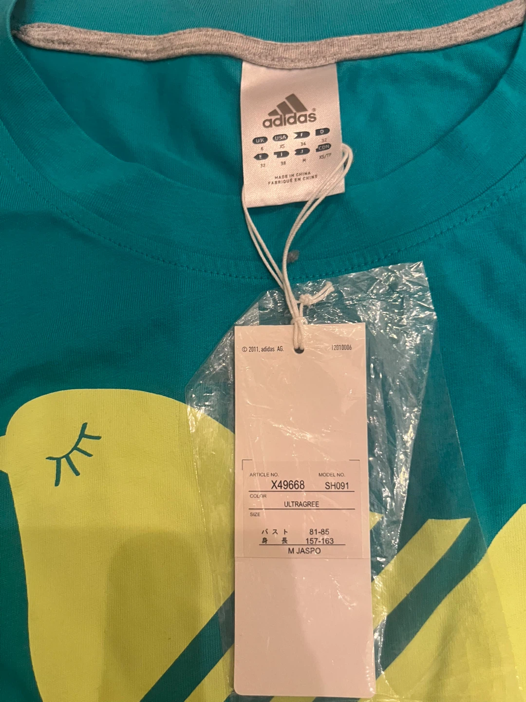 アディダス 半袖Tシャツ Mサイズ 鳥モチーフの写真2枚目