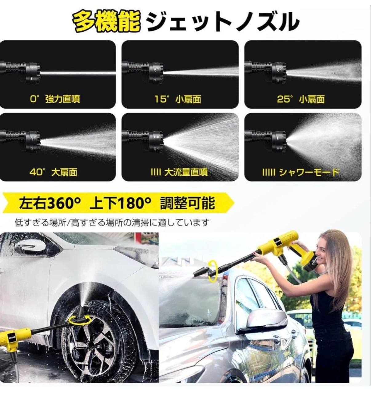 高圧洗浄機 コードレス バッテリー 洗車20000mA DJ802の写真8枚目
