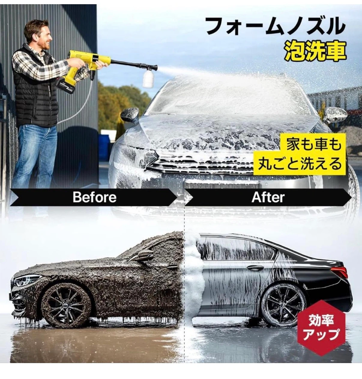 高圧洗浄機 コードレス バッテリー 洗車20000mA DJ802の写真9枚目