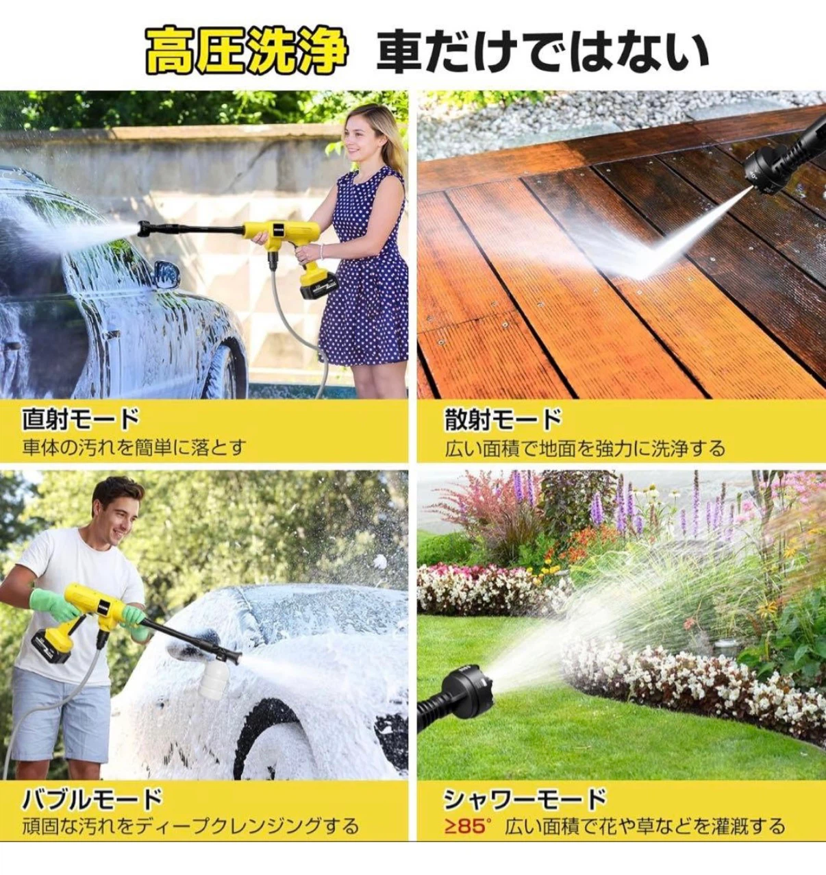 高圧洗浄機 コードレス バッテリー 洗車20000mA DJ802の写真10枚目