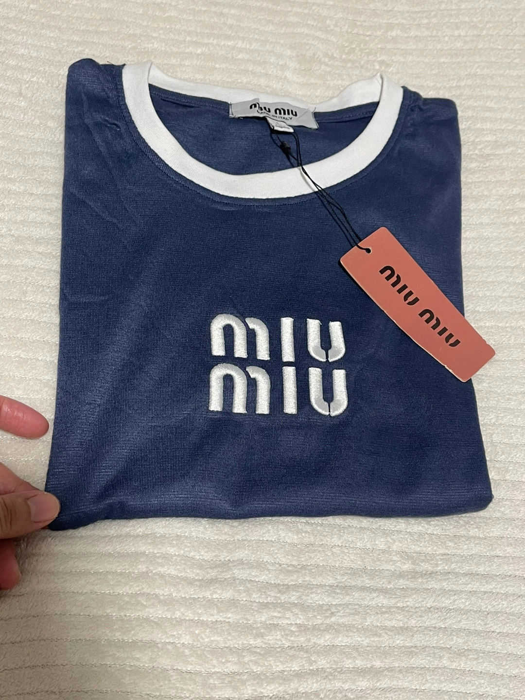 ミュウミュウ Tシャツ ネイビー