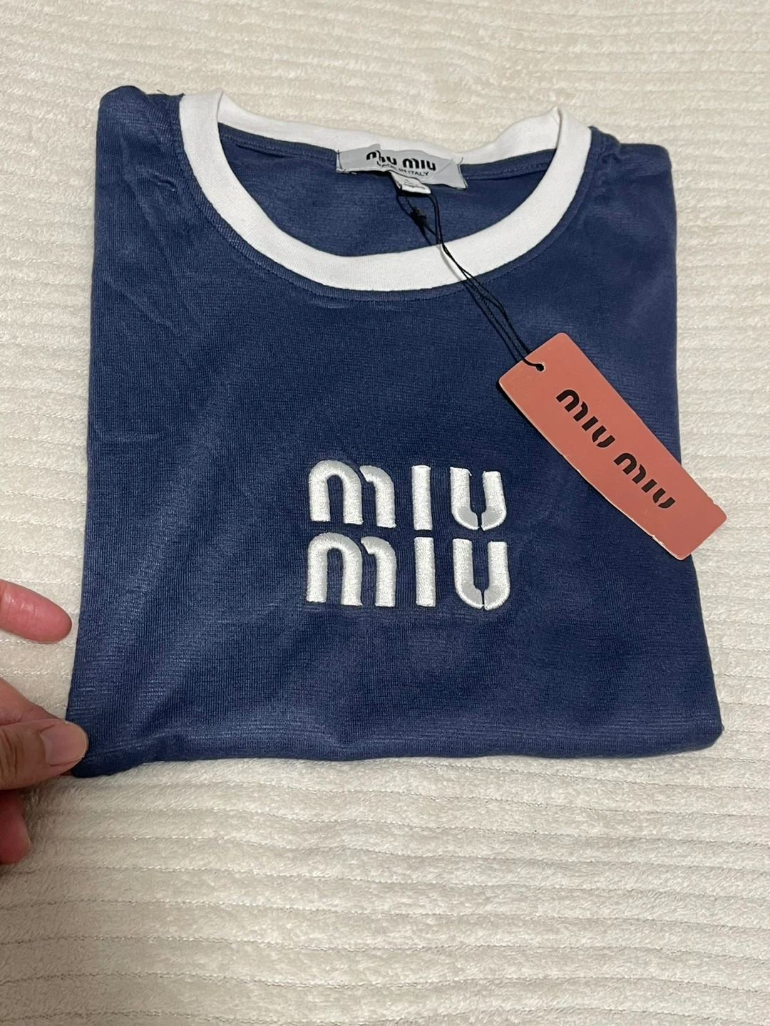 ミュウミュウ Tシャツ ネイビー