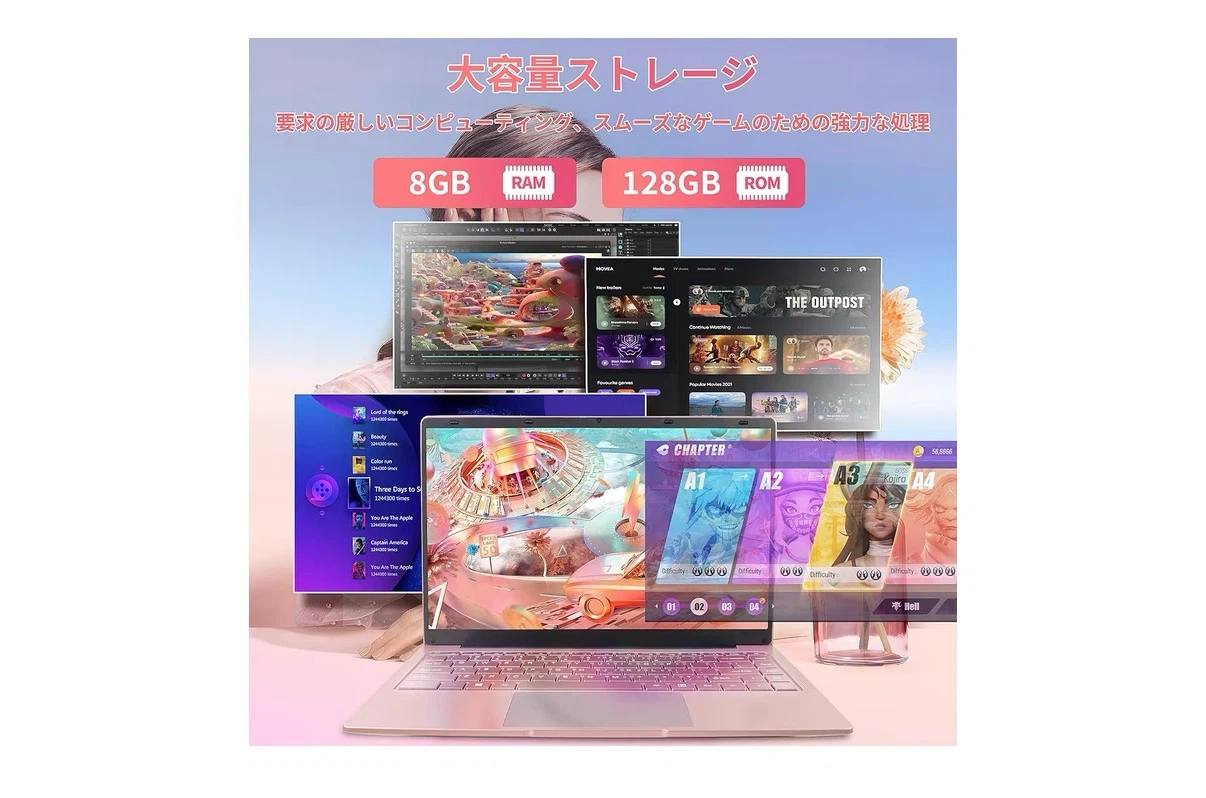 セリュブ 14インチ ノートパソコン ピンクの写真2枚目
