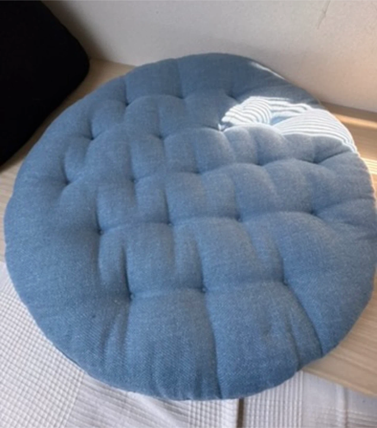 丸型 円形 クッション ブルー