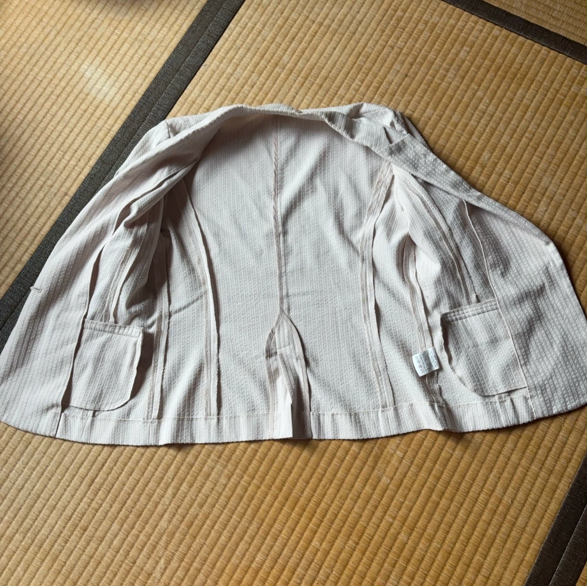ストライプ テーラードジャケット Lサイズ アイボリーの写真2枚目