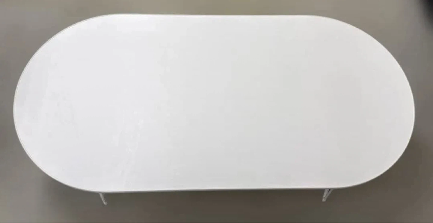 ホワイト 楕円形 ローテーブル 折りたたみ式の写真2枚目