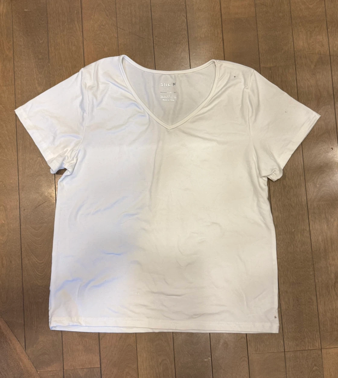 Vネック 半袖Tシャツ ホワイト L