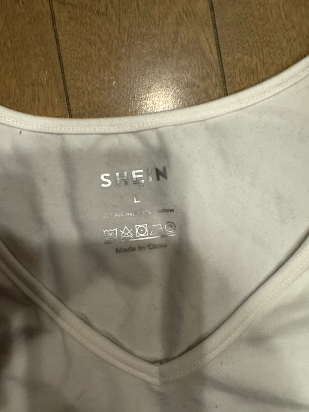 Vネック 半袖Tシャツ ホワイト Lの写真2枚目