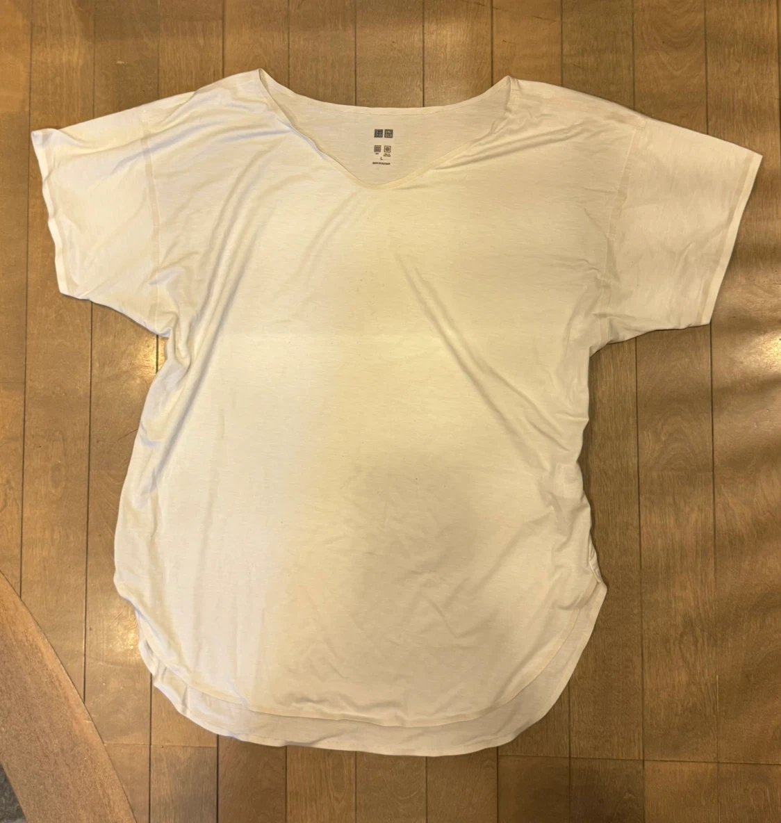 VネックロングTシャツ Lサイズ ホワイト