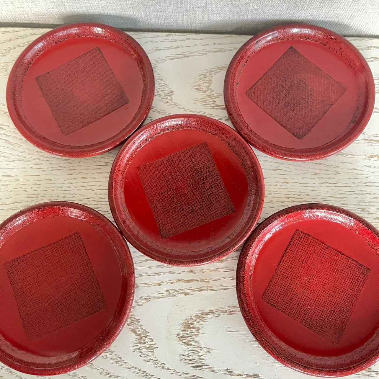 朱塗り 銘々皿 5枚セット 漆器