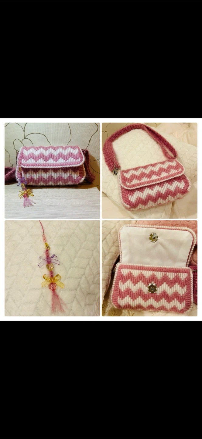 ハンドメイド ショルダーバッグ ピンク