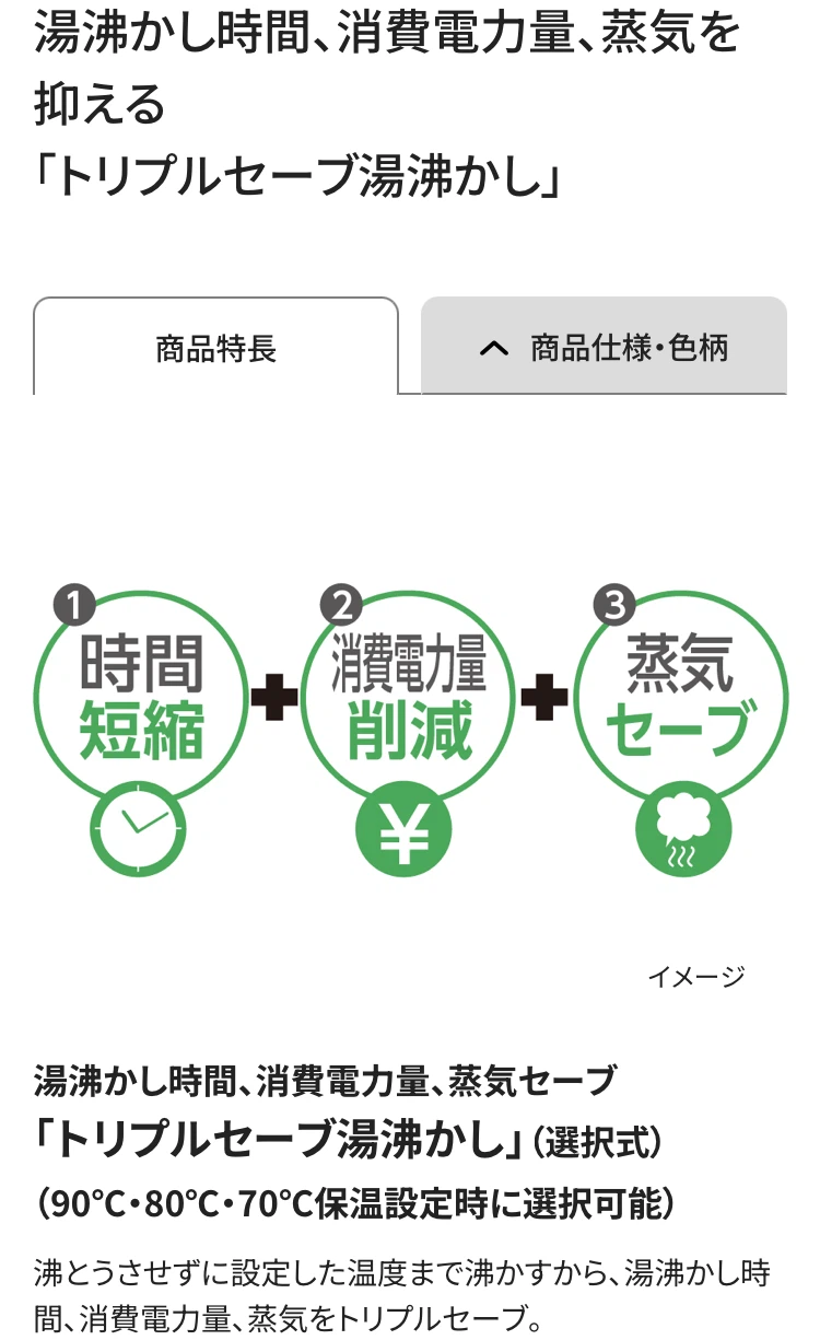 象印　時短　節電　蒸気セーブ　大容量4リットル　電気ポット　カフェドリップ給湯の写真3枚目