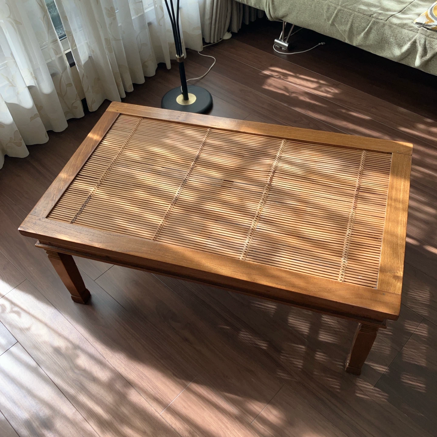 木製 バンブー天板 ローテーブル