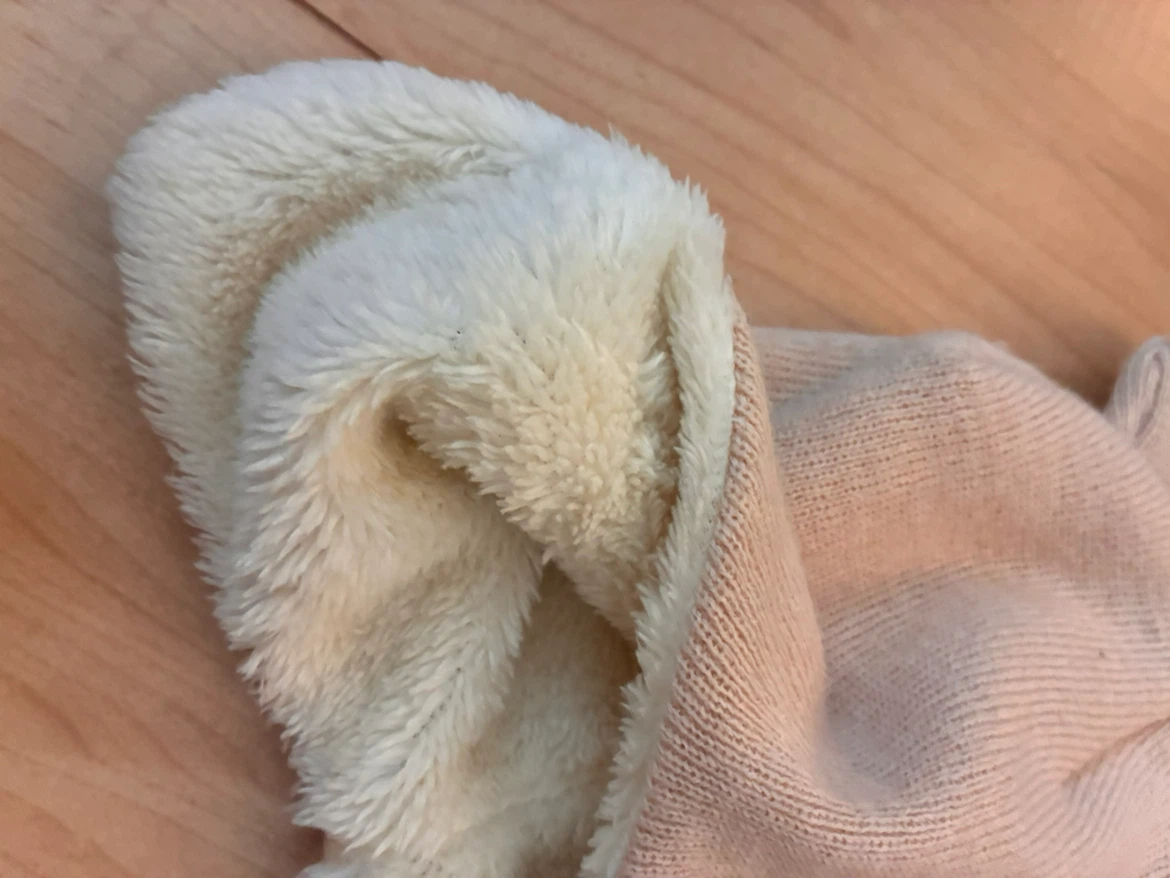 🧸ベビー用 くま耳ニット帽 ベージュ 裏ボアの写真2枚目
