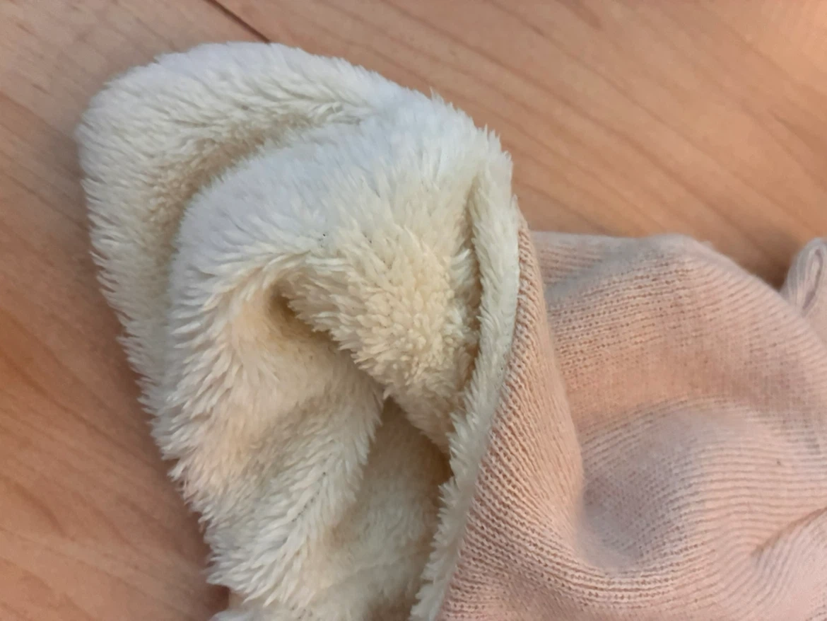 🧸ベビー用 くま耳ニット帽 ベージュ 裏ボアの写真2枚目