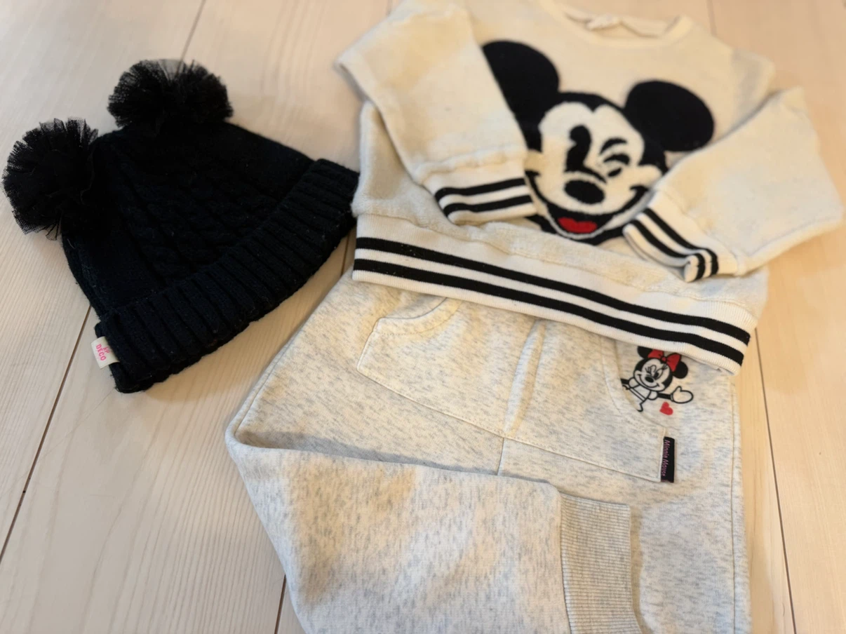 ミッキー・ミニー 子供服セット 3点帽子付きの写真2枚目
