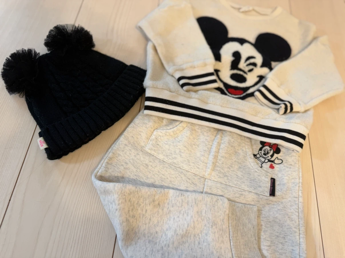 ミッキー・ミニー 子供服セット 3点帽子付きの写真2枚目