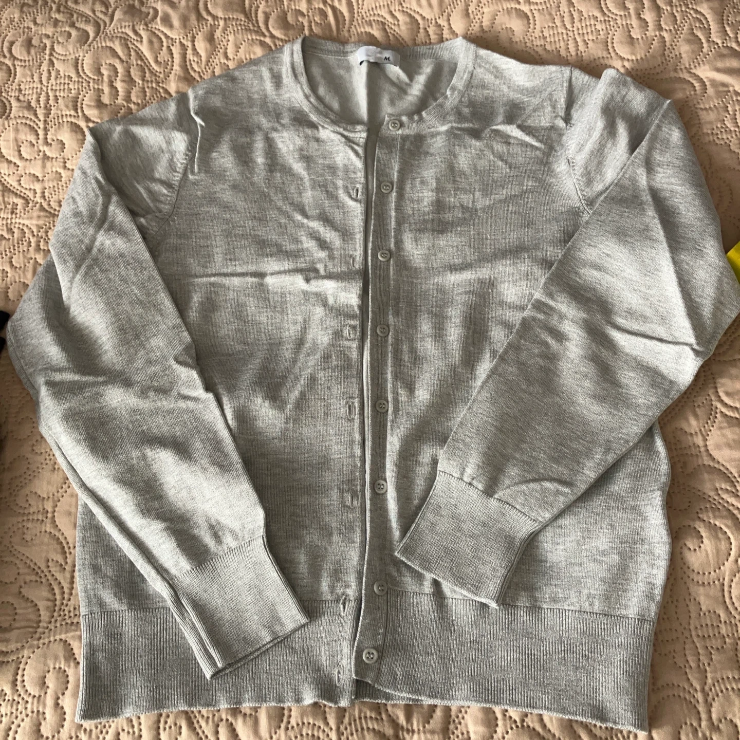 グレー クルーネックカーディガン M