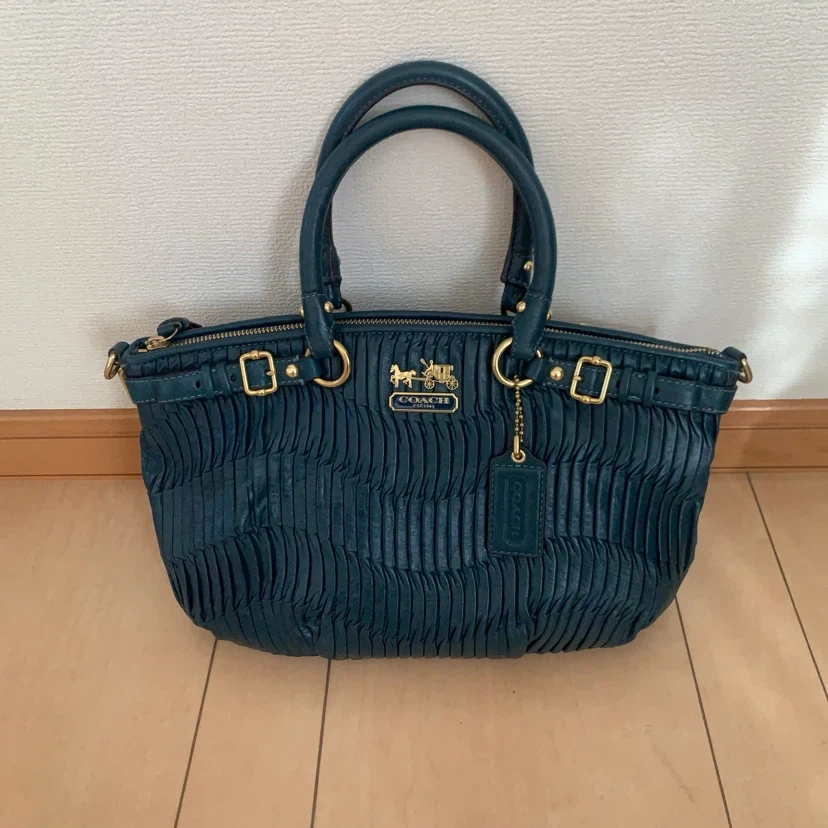 コーチ ハンドバッグ ギャザー ダークブルー