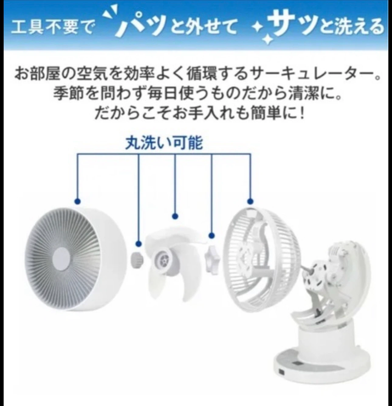 【訳あり1,500円】山善 DCモーター サーキュレーター YKAR-ZX151の写真2枚目